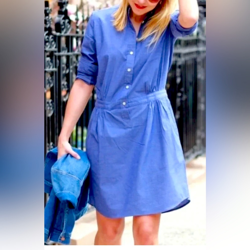 Women's Banana Republic Button-Up Long Sleeve Dress, Chambray, Size 4, Pre-Owned